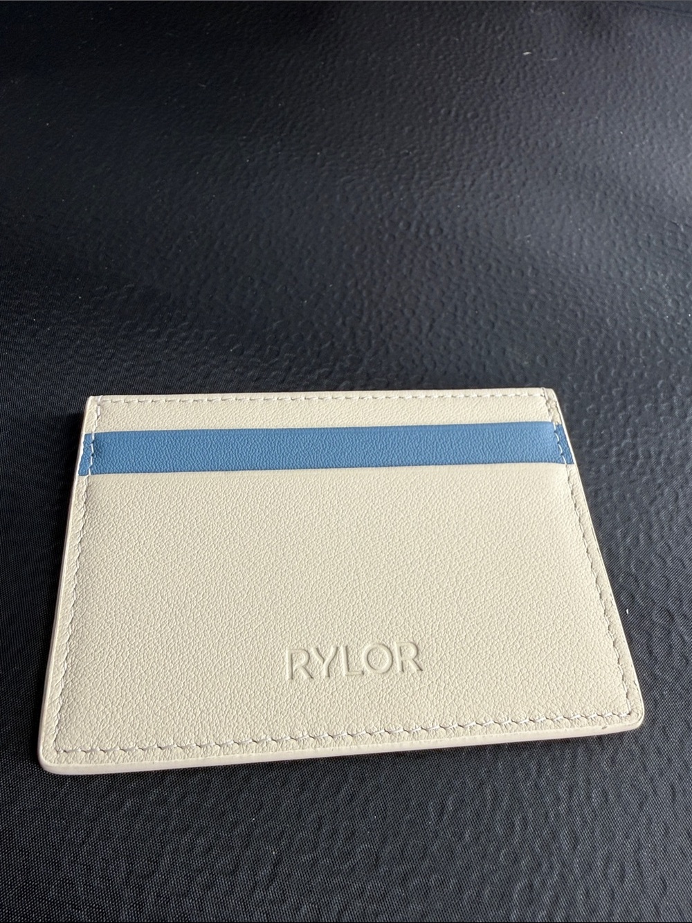Rylor NEW cream  and Light Blue Leather Card Holder